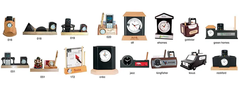 Desk clocks and holders